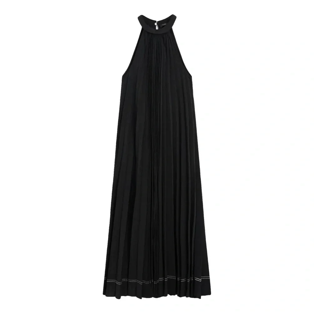 Massimo Dutti ~ Pleated halter midi dress w/ packets - Picture 5 of 5